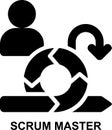 scrum master, agile, scrum, manager, leader, project manager, master solid glyph icon