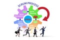 Scrum process illustration with businessman