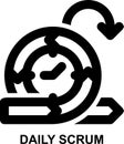 daily scrum, sprint, scrum, agile, project management, time outline icon