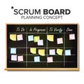 Kanban board Vector. Sticky Notes. Business Working Process Management. Team Planning Iterations. Realistic Illustration Royalty Free Stock Photo