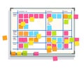 Scrum task board whiteboard full of tasks Royalty Free Stock Photo