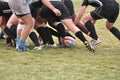 A Scrum in a Women's College Rugby Match Royalty Free Stock Photo