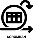 scrumban, scrum, kanban, agile, project management, methodology outline icon
