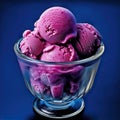 Scrumptious Blueberry Ice Cream Scoops in a Glass Container. created with Generative AI