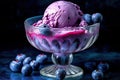 Scrumptious Blueberry Ice Cream Scoops in a Glass Container. created with Generative AI