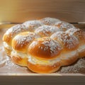 Scrumptious bun filled with Hokkaido fresh milk cream, topped delicately