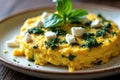 Scrumptious Egg White Breakfast with Spinach and Feta Cheese Royalty Free Stock Photo