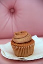 Scrumptious frosted cupcake on pink Royalty Free Stock Photo