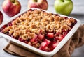 A scrumptious fruit crumble with a mixture of apples, rhubarb