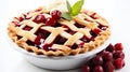 Scrumptious Cherry Pie on White Background - Dessert for Summertime Delights