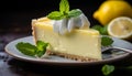 Scrumptious homemade lemon pie with a golden crust on a charming rustic wooden background