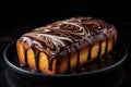 Scrumptious homemade nutella swirl pound cake displayed on a beautiful white plate Royalty Free Stock Photo