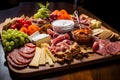 Scrumptious Meat cheese tray. Generate Ai Royalty Free Stock Photo