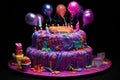 Scrumptious Party birthday cake. Generate Ai
