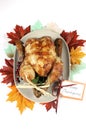 Scrumptious roast turkey chicken on platter