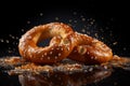 Scrumptious Soft baked pretzel with salt. Generate ai