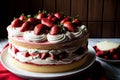 Scrumptious Strawberry Layer Cake Tempting Your Palate.AI Generated