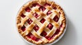 Scrumptious Summer Cherry Pie on White Background. Top view