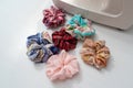 Scrunchies: handmade fabric colorful hair ties, sewing projects to do at home in quarantine