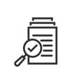 Scrutiny document plan icon in flat style. Review statement vector illustration on white isolated background. Document with