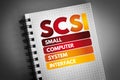 SCSI - Small Computer System Interface acronym on notepad, technology concept background