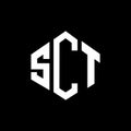 SCT letter logo design with polygon shape. SCT polygon and cube shape logo design. SCT hexagon vector logo template white and Royalty Free Stock Photo