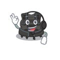 Scuba buoyancy compensator caricature character concept wearing headphone