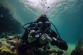 scuba diver with camera, exploring underwater world and capturing unique images