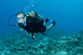 Scuba diver on a coral reef