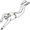 Scuba Diver Diving Down Continuous Line Drawing