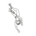 Scuba Diver Diving Down Continuous Line Drawing