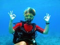 Scuba diver gives a big Okay Royalty Free Stock Photo