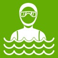 Scuba diver man in diving suit icon green Royalty Free Stock Photo
