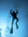 Scuba Diver Silhouettes Blue Water Royalty Free Stock Photo