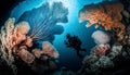 Scuba diver on a tropical coral reef in the Red Sea. Royalty Free Stock Photo