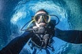 Scuba diver underwater selfie portrait in the ocean Royalty Free Stock Photo