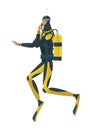 Scuba diver on white background