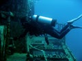 scuba diver on wreck boracay philippines Royalty Free Stock Photo