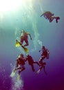 SCUBA divers in the Bay Islands of Belize Royalty Free Stock Photo