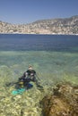 Scuba divers in the Mediteranean near Nice, France