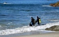SCUBA divers at Moss Street Cove, Laguna Beach, California Royalty Free Stock Photo