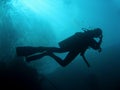 Scuba Divers silhouette sipadan borneo Royalty Free Stock Photo