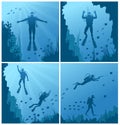 Scuba divers under water Royalty Free Stock Photo