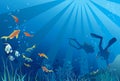 Scuba divers, underwater sea life Royalty Free Stock Photo