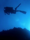 Scuba Divers underwater silhouette sipadan Royalty Free Stock Photo