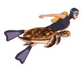 Scuba diving avatar cartoon character Royalty Free Stock Photo