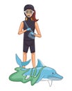 Scuba diving avatar cartoon character