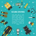 Scuba diving background in a flat style Royalty Free Stock Photo