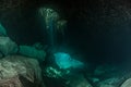 Scuba diving in the Casa Cenote, Mexico