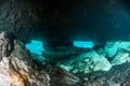 Scuba diving in the Casa Cenote, Tulum, Mexico